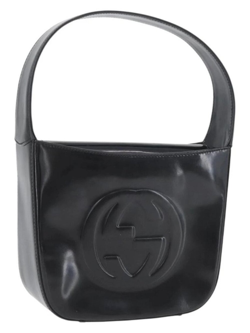 GUCCI Hand Bag Patent leather Black 007 0249 Auth 174533